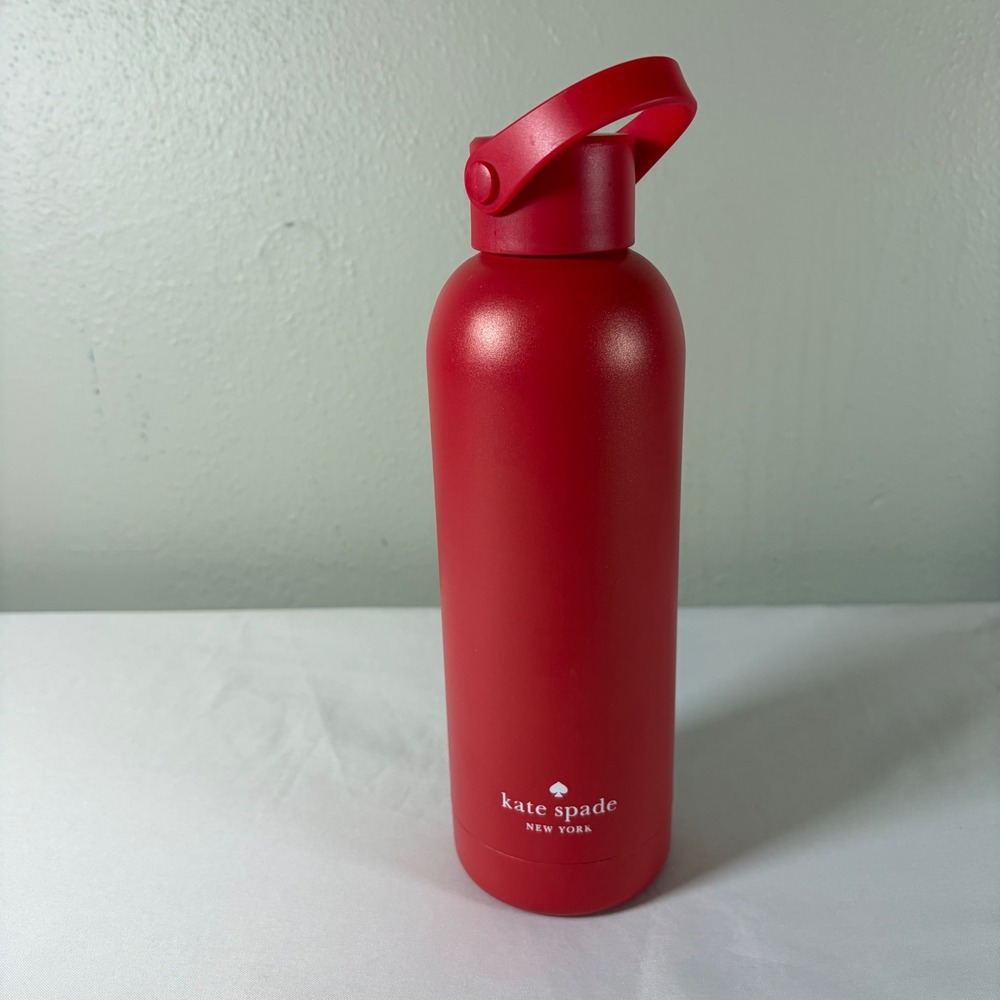 Kate Spade New York Red Stainless Steel Insulated Water Bottle with Carry Loop